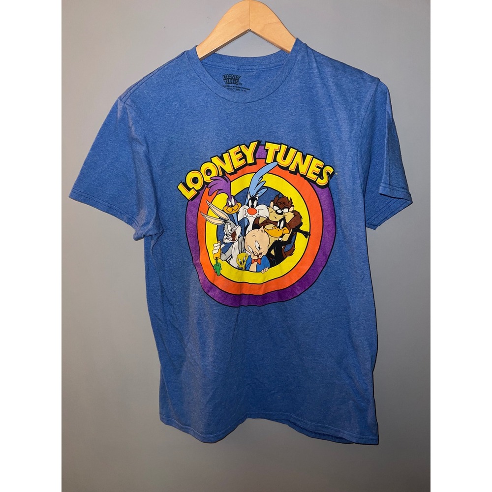 Looney Tunes Mens Blue Heather Graphic T-Shirt Bugs Bunny Daffy Duck Size M